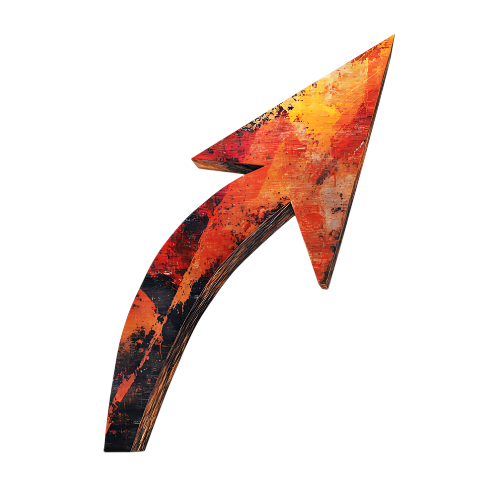 PNG Upward Arrow Textured Abstract Design Against Transparent Background.