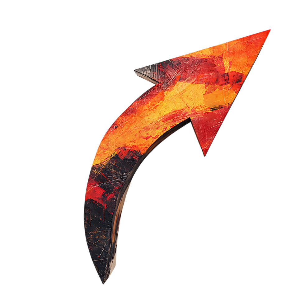 PNG Upward Arrow Textured Abstract Design Against Transparent Background.