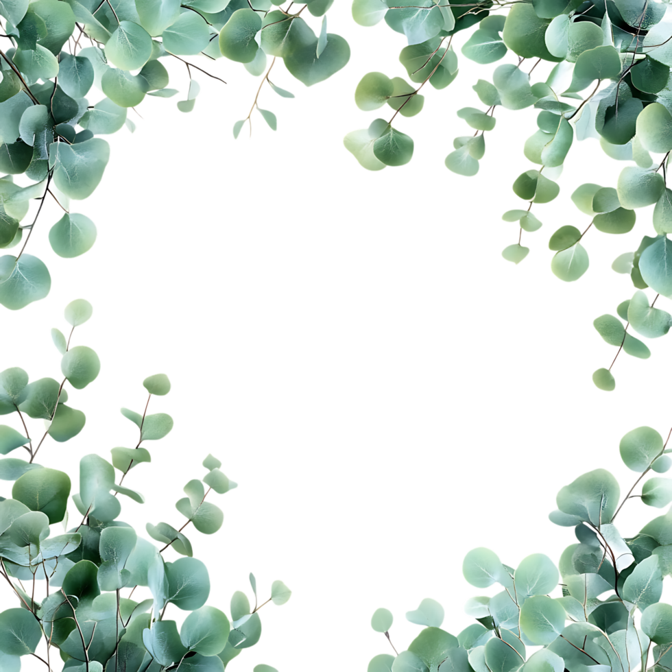 Eucalyptus Leaves Frame PNG Against Transparent Background for Greenery Border, Botanical Design, or Nature-Inspired Artwork