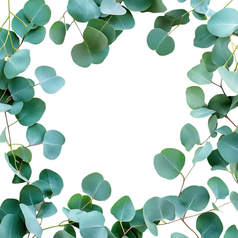 Eucalyptus Leaves Frame PNG Against Transparent Background for Greenery Border, Botanical Design, or Nature-Inspired Artwork