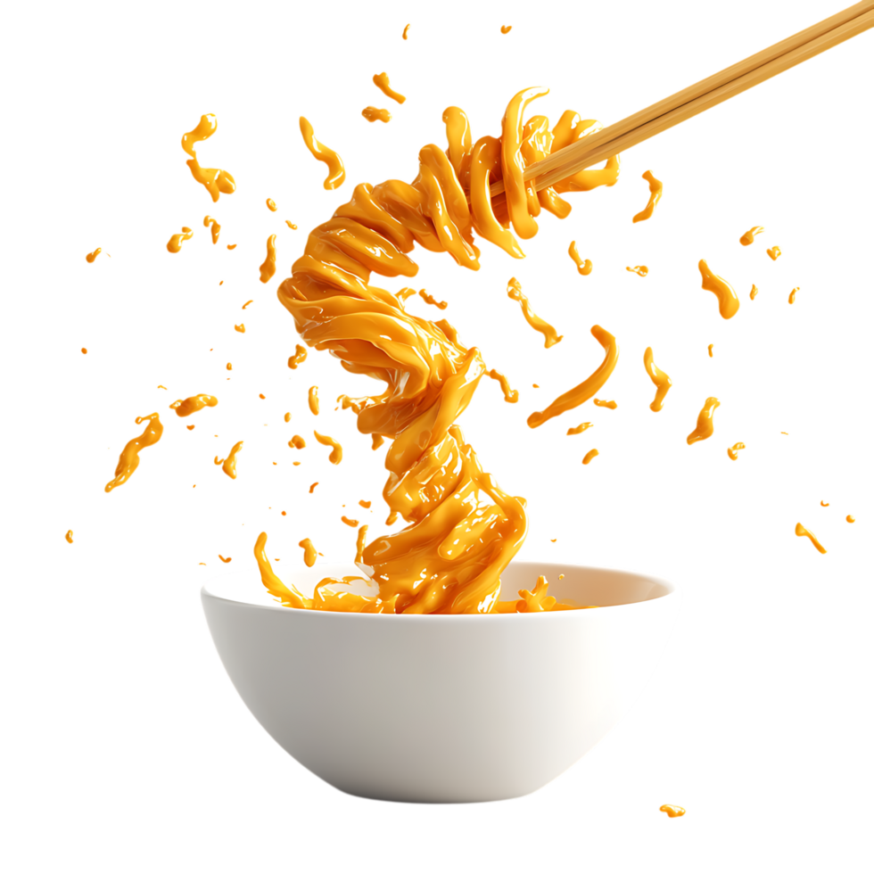Chinese or Japanese Instant Noodles PNG Against Transparent Background for Asian Cuisine, Food Branding, or Culinary Design