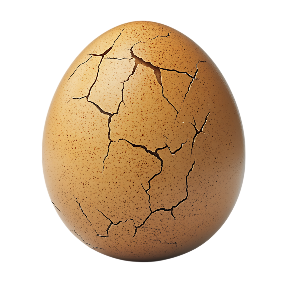 Cracked Brown Egg Shell PNG Against Transparent Background for Food Design, Culinary Projects, or Fragility Concept Art