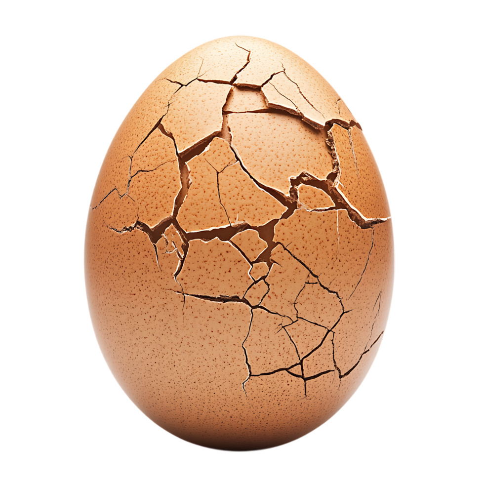 Cracked Brown Egg Shell PNG Against Transparent Background for Food Design, Culinary Projects, or Fragility Concept Art