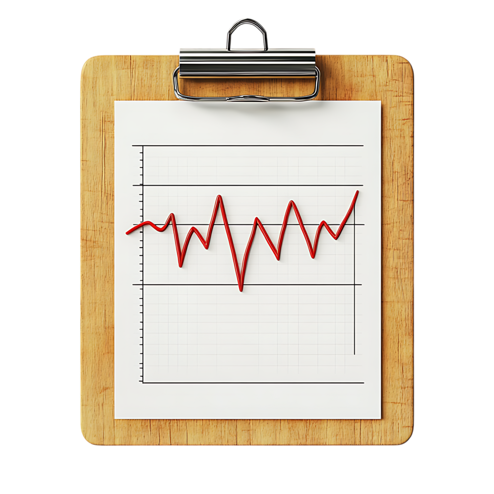 3D Render of Heartbeat Symbol on Clipboard PNG Against Transparent Background for Medical Branding, Healthcare, or Wellness Projects