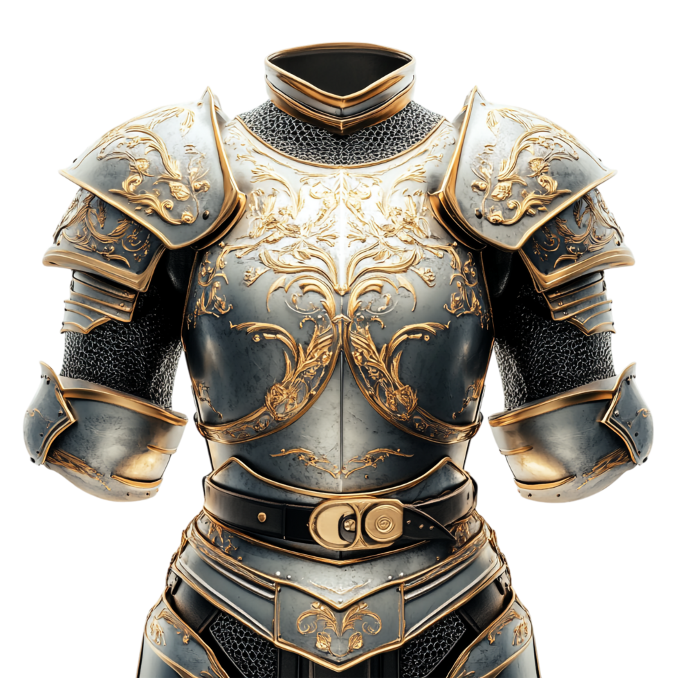Armor 3D Illustration Against White Background Realistic Rendering png
