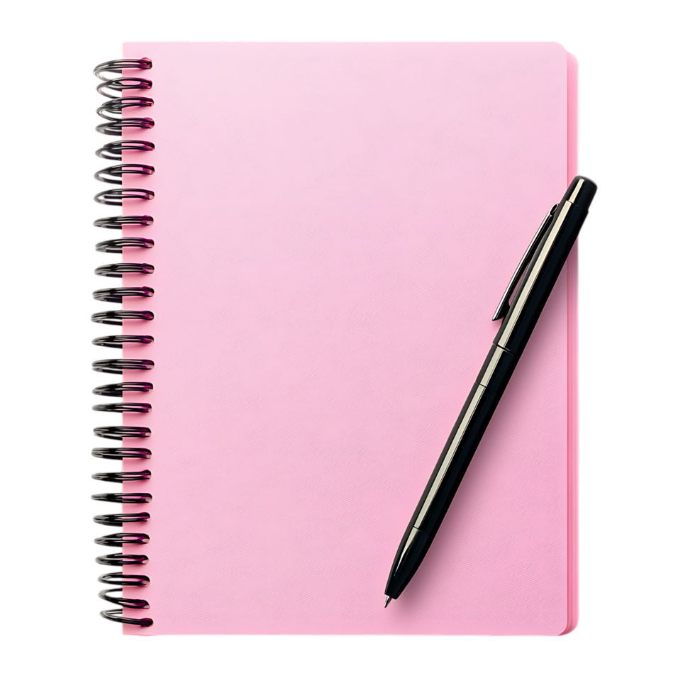 PNG Pink Spiral Notebook and Pen A Blank Canvas for Ideas Against Transparent Background