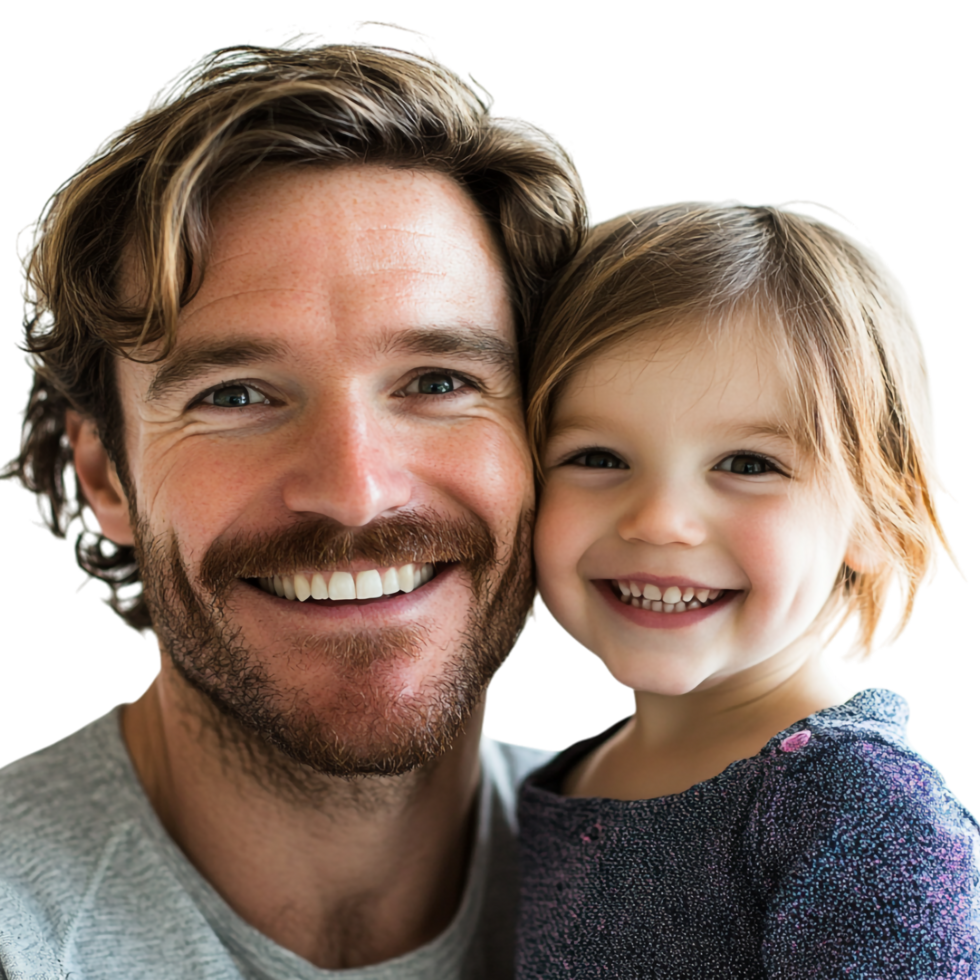 A Man and a Child Smiling and Laughing Isolated png