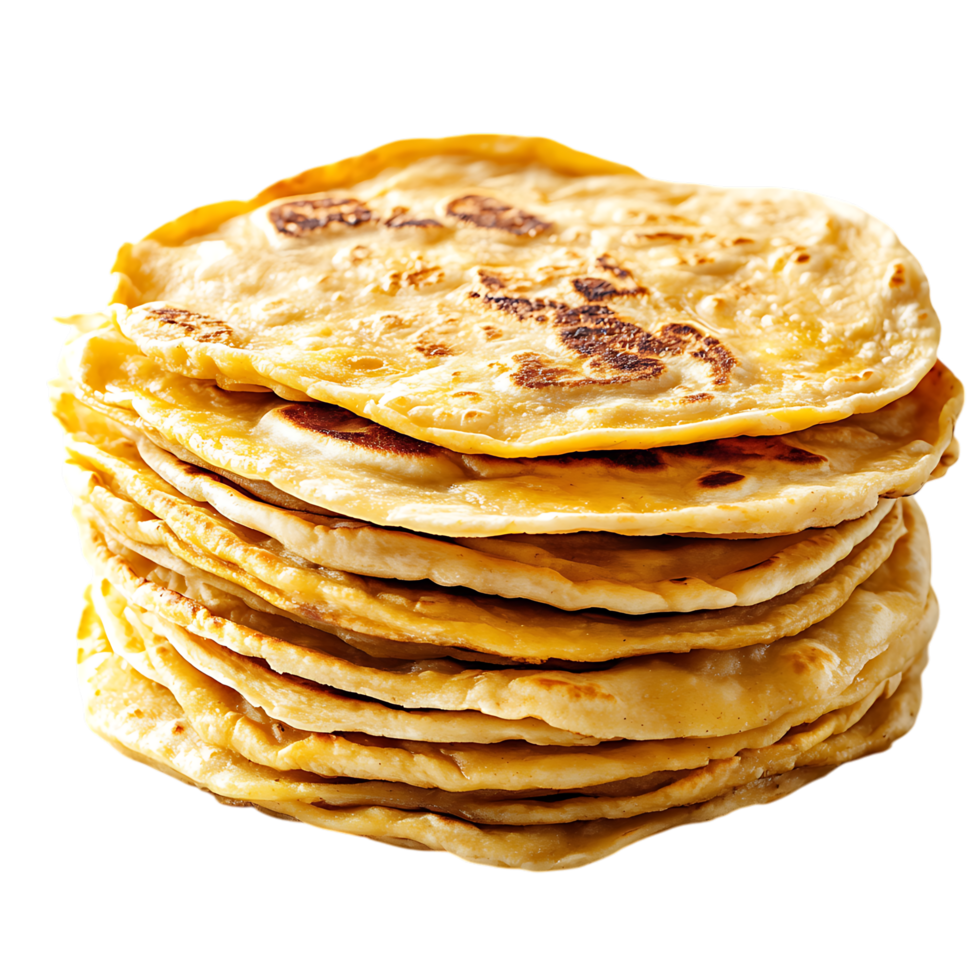 PNG Stack of Delicious Homemade Tortillas Against Transparent Background