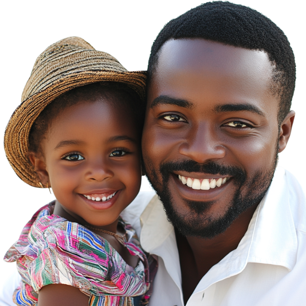 A Man and a Child Smiling and Laughing Isolated png