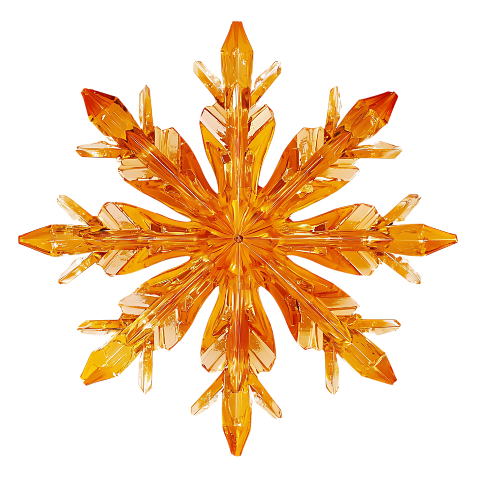 PNG Orange Crystal Snowflake A Festive Winter Design Against Transparent Background