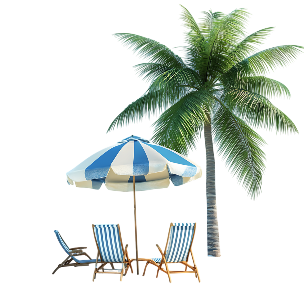 PNG Summertime Beach Paradise 3D Render Against Transparent Background