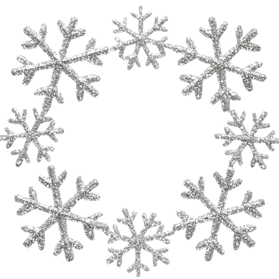 PNG Silver Glitter Snowflake Frame Against Transparent Background
