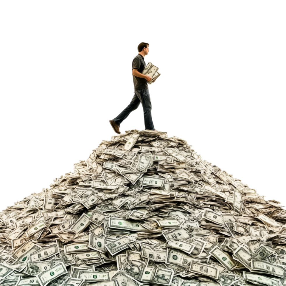 A Man with a Lot of Money in His Hands is Walking Across png