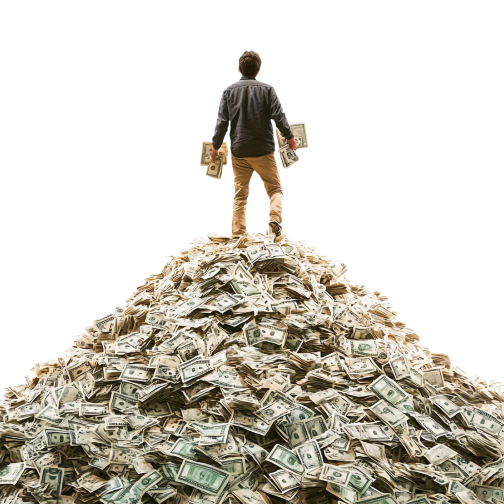 A Man with a Lot of Money in His Hands is Walking Across png