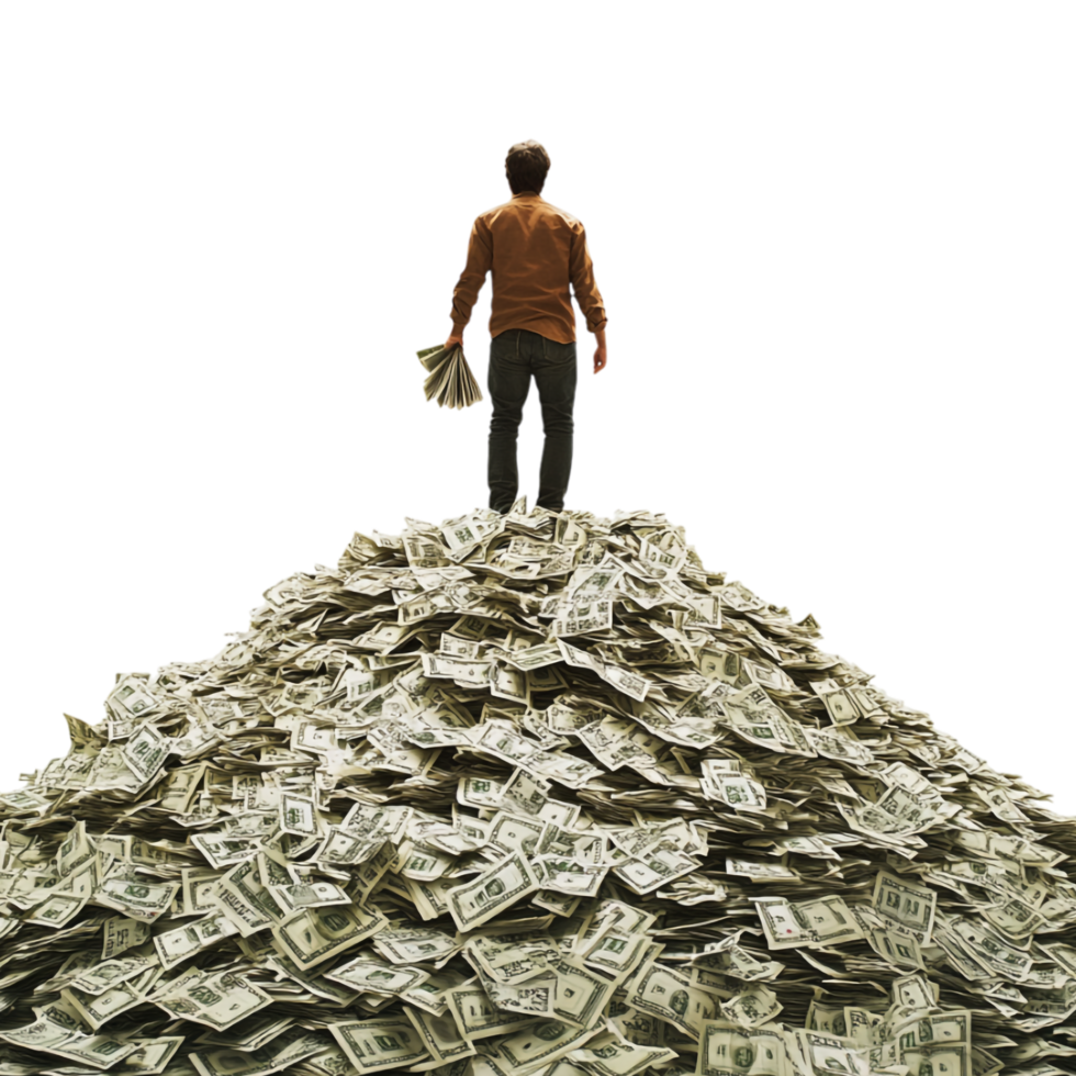 A Man with a Lot of Money in His Hands is Walking Across png