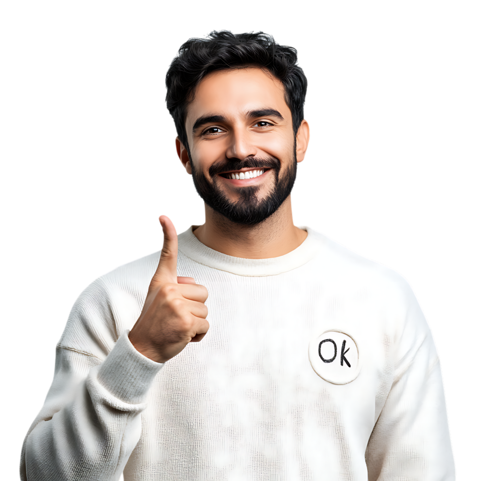 PNG Smiling Man Giving OK Sign Against Transparent Background