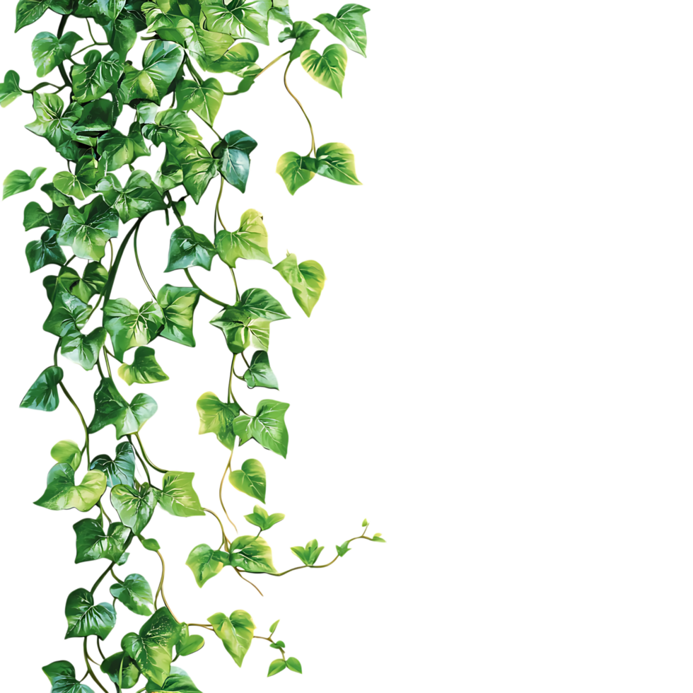 PNG Vertical Ivy Vine with Lush Green Leaves Against Transparent Background