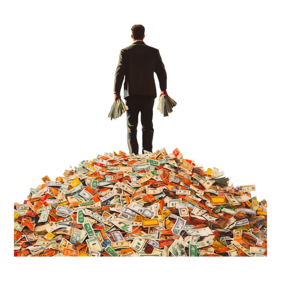 A Man with a Lot of Money in His Hands is Walking Across png