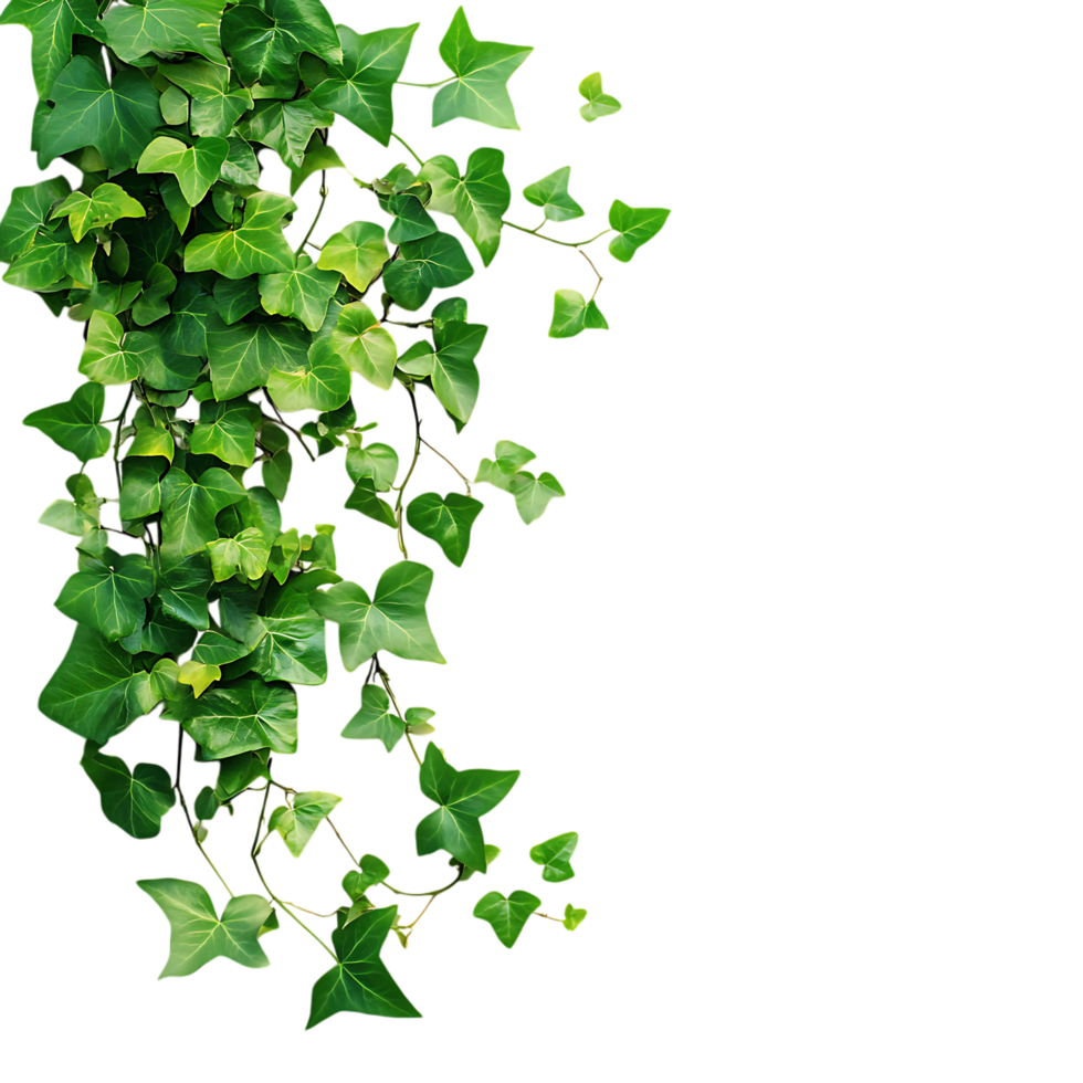 PNG Vertical Ivy Vine with Lush Green Leaves Against Transparent Background