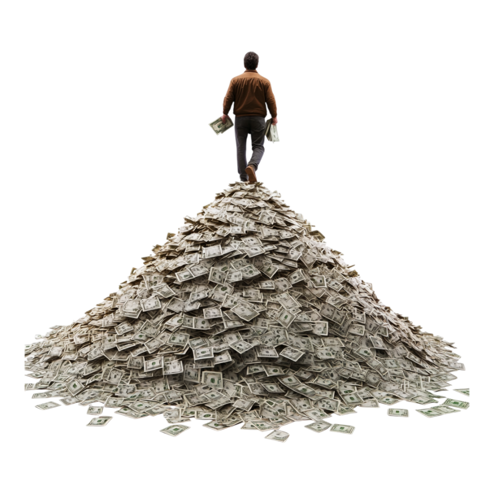 A Man with a Lot of Money in His Hands is Walking Across png