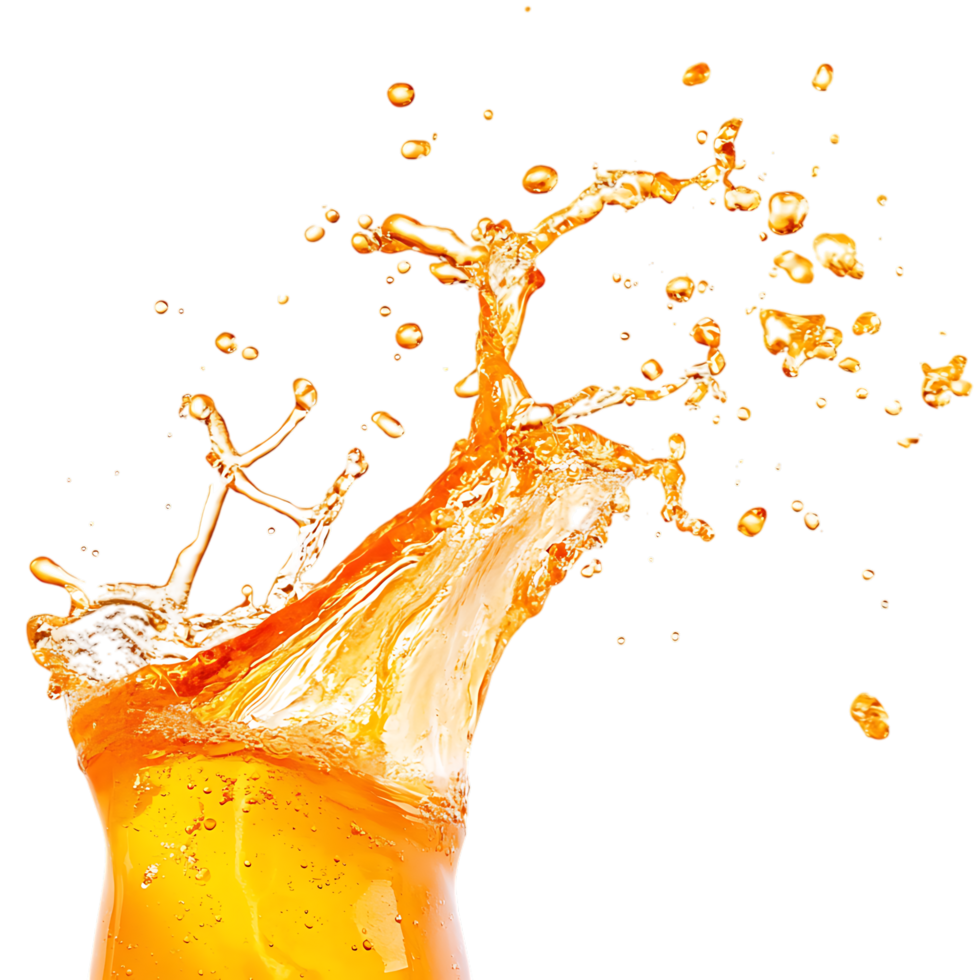 PNG Splash of Refreshing Orange Soda Against Transparent Background