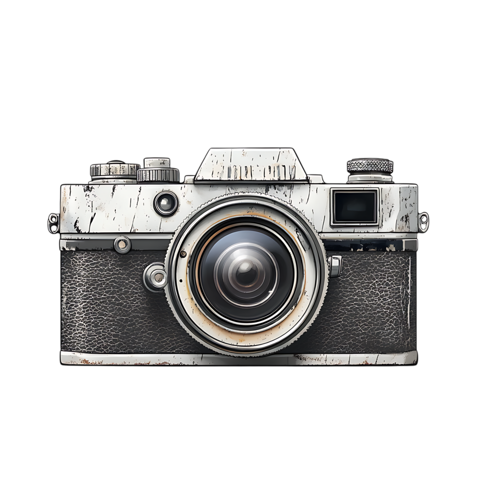 PNG Vintage Camera Illustration A Retro Photography Icon Against Transparent Background for Photography Logos, Nostalgic Branding, or Artistic Prints