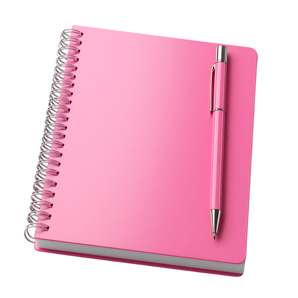 PNG Pink Spiral Notebook and Pen A Blank Canvas for Ideas Against Transparent Background