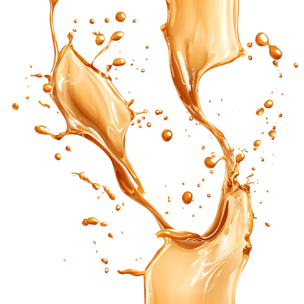 PNG Three Stunning Caramel Splashes Against Transparent Background