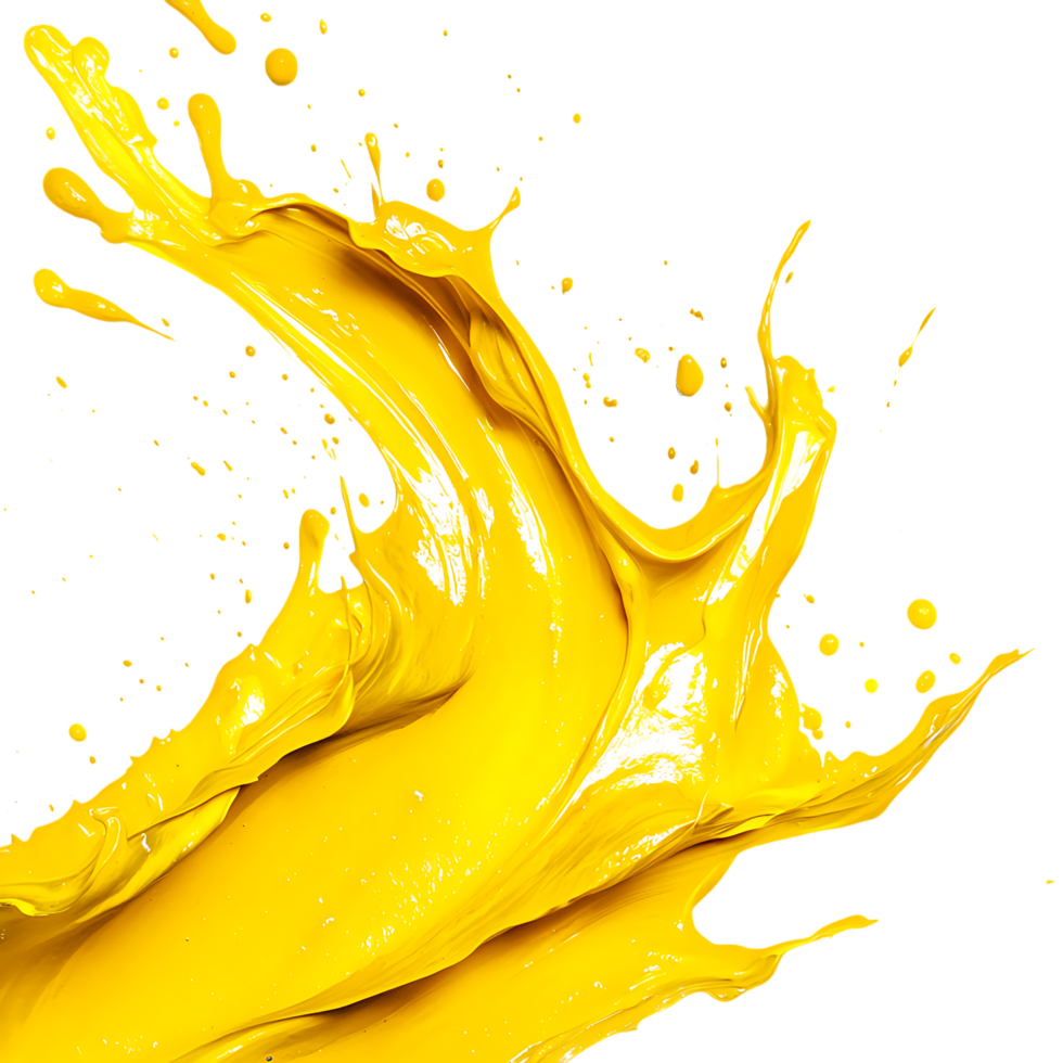 PNG Vibrant Yellow Paint Swirl Abstract Masterpiece Against Transparent Background for Artistic Designs, Creative Branding, or Modern Art Concepts