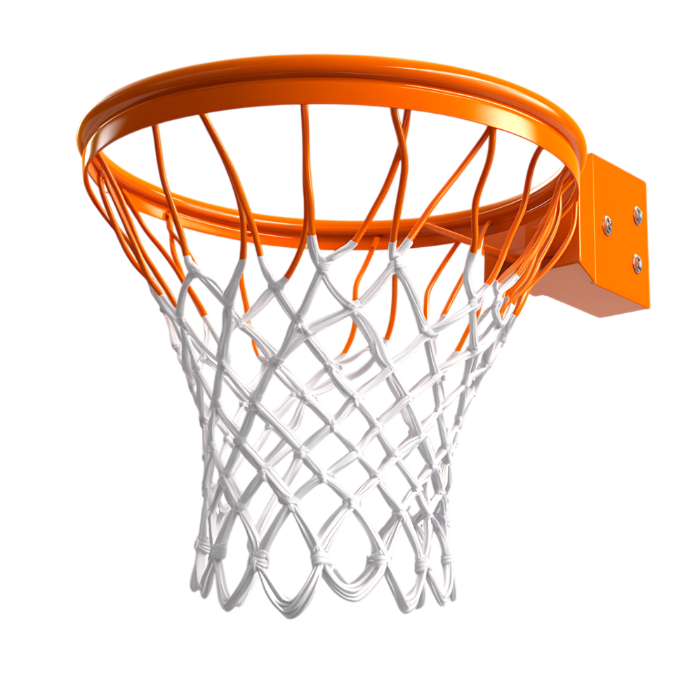 PNG High-Quality 3D Render of an Orange Basketball Hoop with Transparent Background
