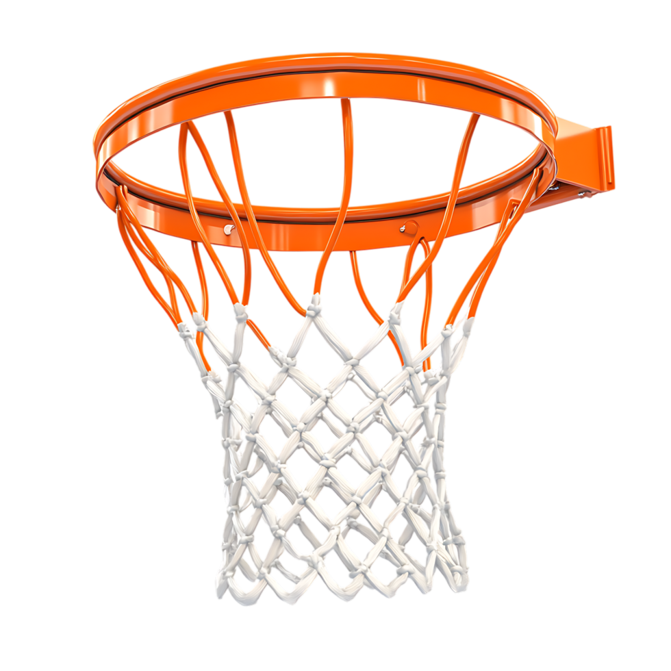 PNG High-Quality 3D Render of an Orange Basketball Hoop with Transparent Background