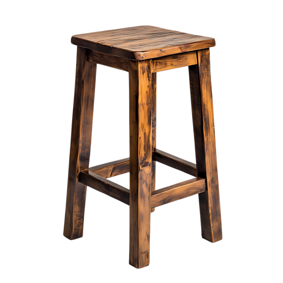 PNG Rustic Wooden Bar Stool A Classic Design Against Transparent Background