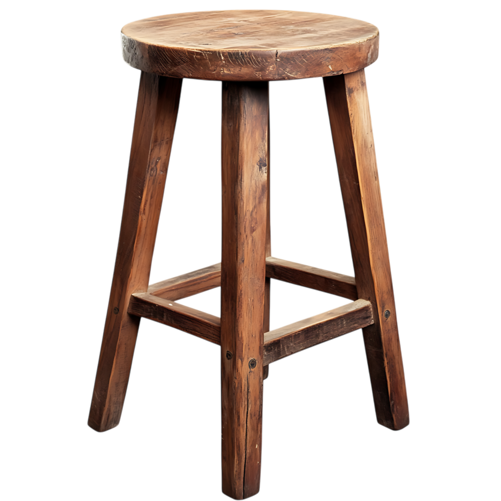 PNG Rustic Wooden Bar Stool A Classic Design Against Transparent Background