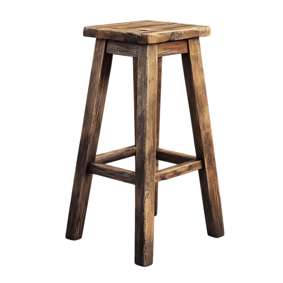 PNG Rustic Wooden Bar Stool A Classic Design Against Transparent Background