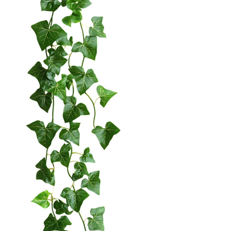PNG Vertical Ivy Vine with Lush Green Leaves Against Transparent Background