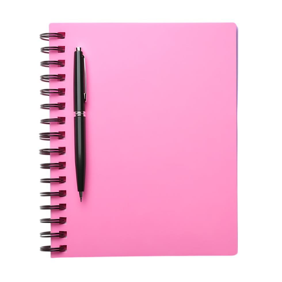 PNG Pink Spiral Notebook and Pen A Blank Canvas for Ideas Against Transparent Background