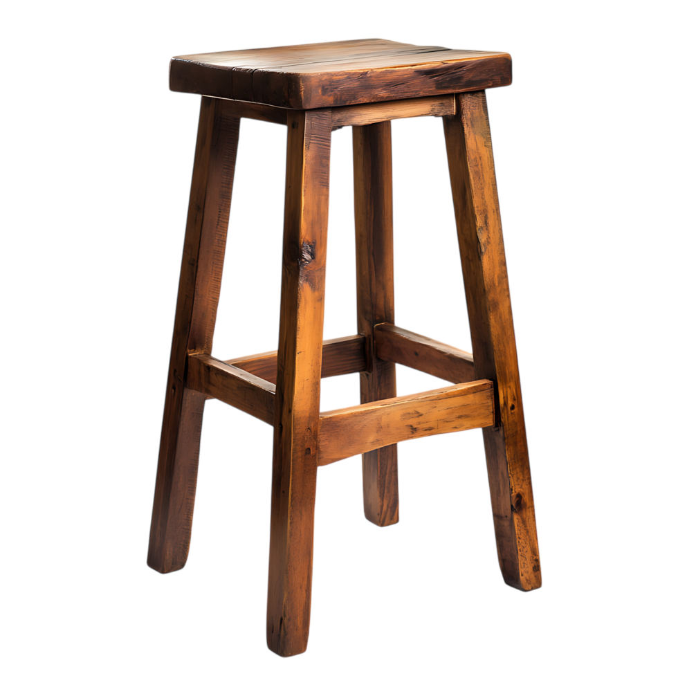 PNG Rustic Wooden Bar Stool A Classic Design Against Transparent Background