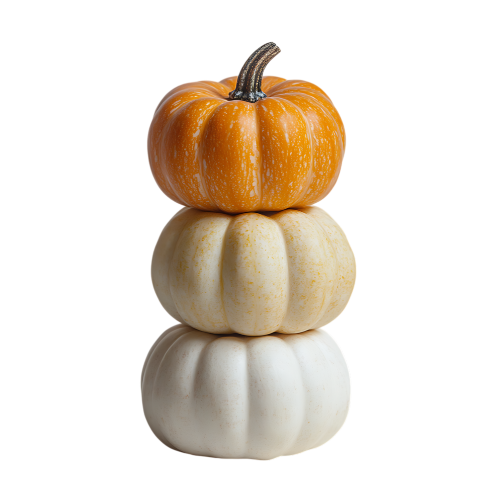 PNG Stack of Three Mini Pumpkins Against Transparent Background