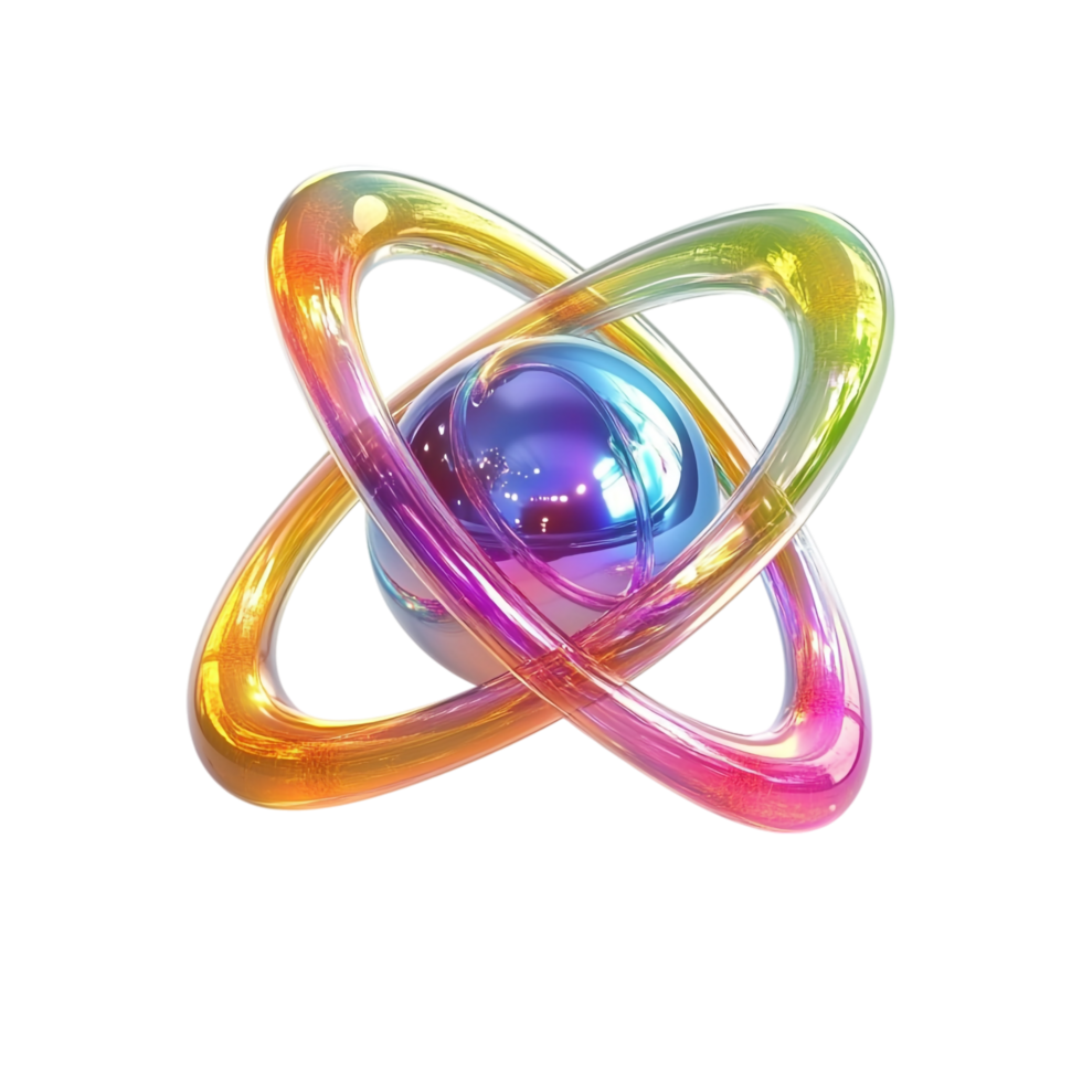 3D Atom Rendering Against White Background png