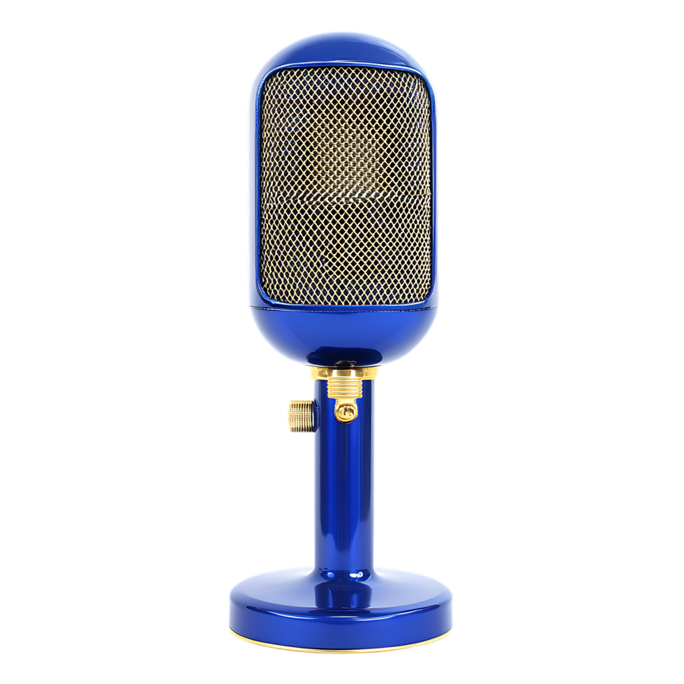 PNG Retro Blue Microphone A Vintage Recording Device Against Transparent Background