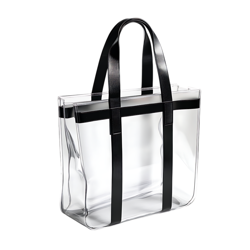 PNG Transparent Tote Bag with Black Handles Against Transparent Background