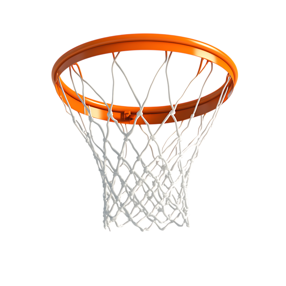 PNG High-Quality 3D Render of an Orange Basketball Hoop with Transparent Background