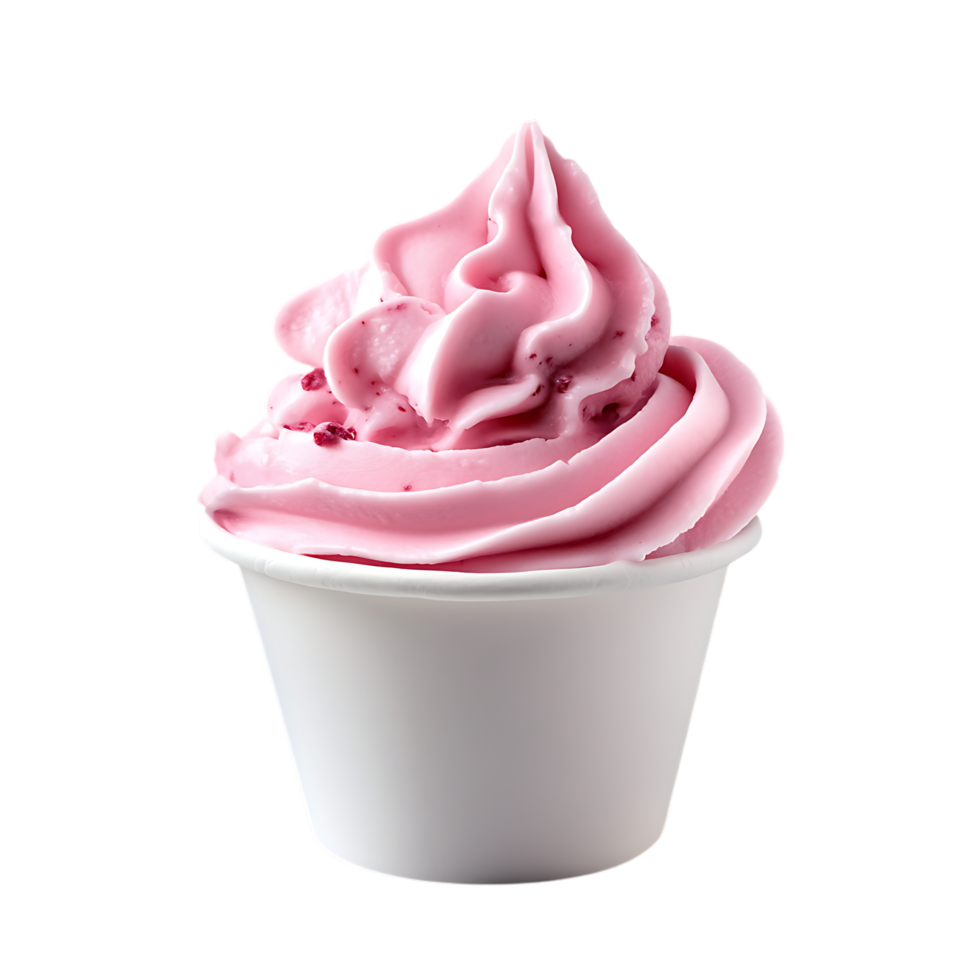 PNG Pink Ice Cream in a Cup Against Transparent Background