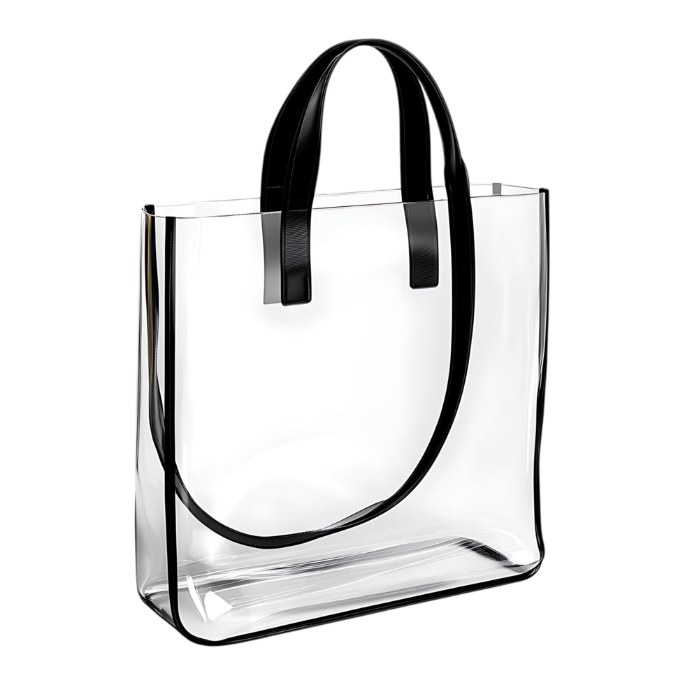 PNG Transparent Tote Bag with Black Handles Against Transparent Background