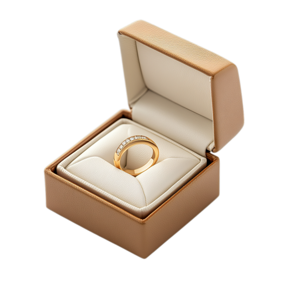 PNG Wedding Ring in a Box Against Transparent Background for Wedding and Proposal Themes