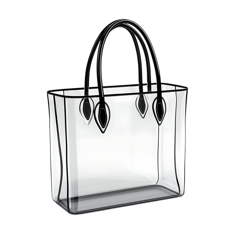PNG Transparent Tote Bag with Black Handles Against Transparent Background