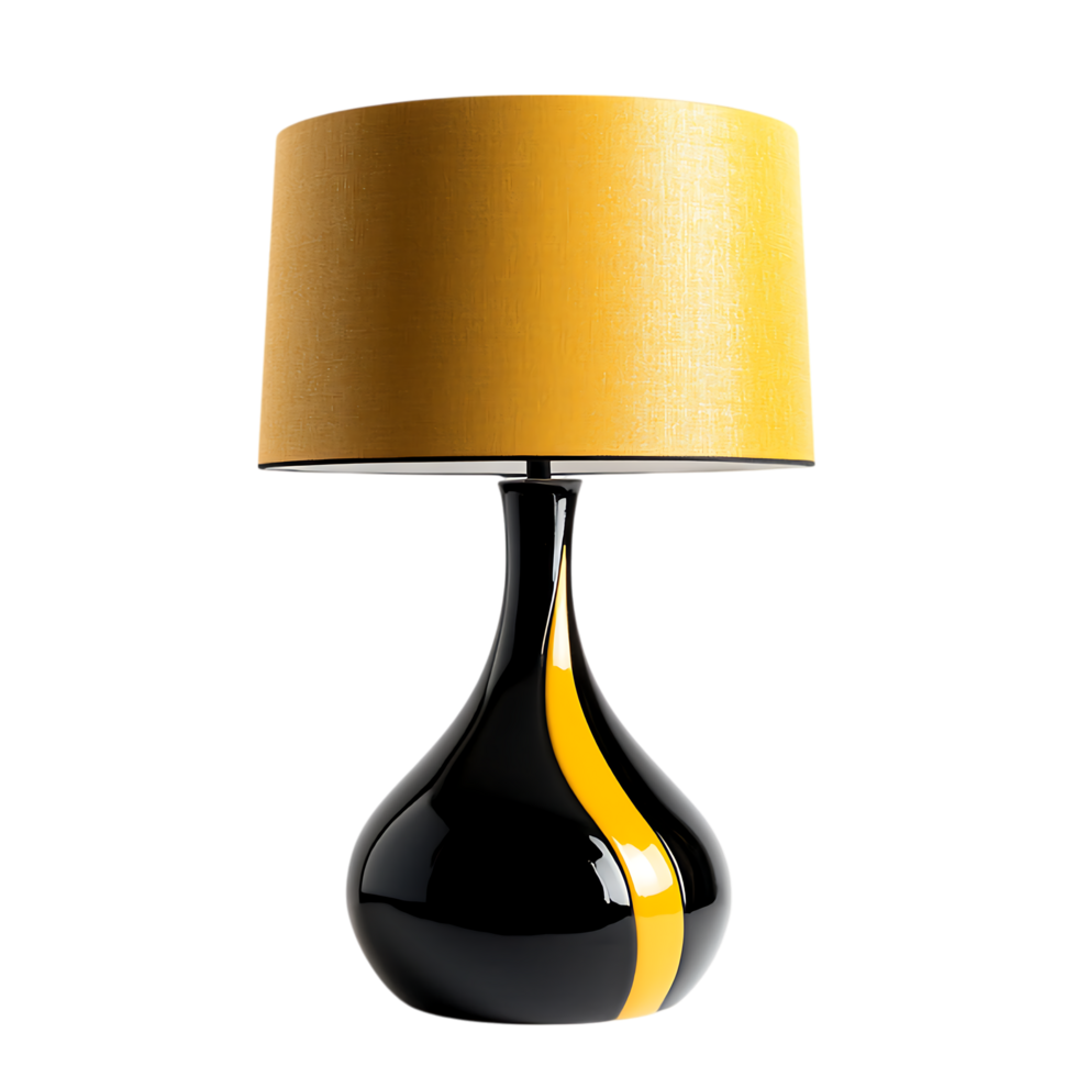 PNG Elegant Modern Table Lamp with Black and Yellow Design Against Transparent Background for Interior Design, Furniture Branding, or Stylish Home Decor Promotions