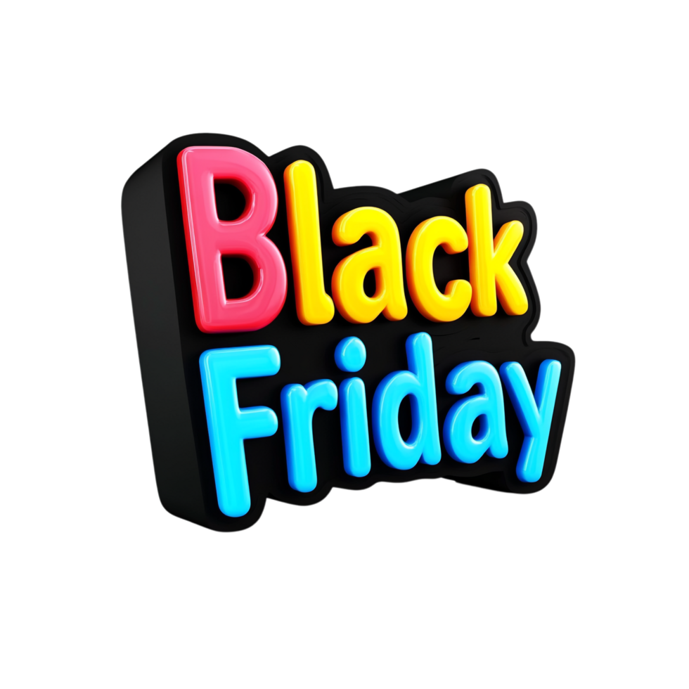 3D Text Black Friday front view 3D rendering against white background png