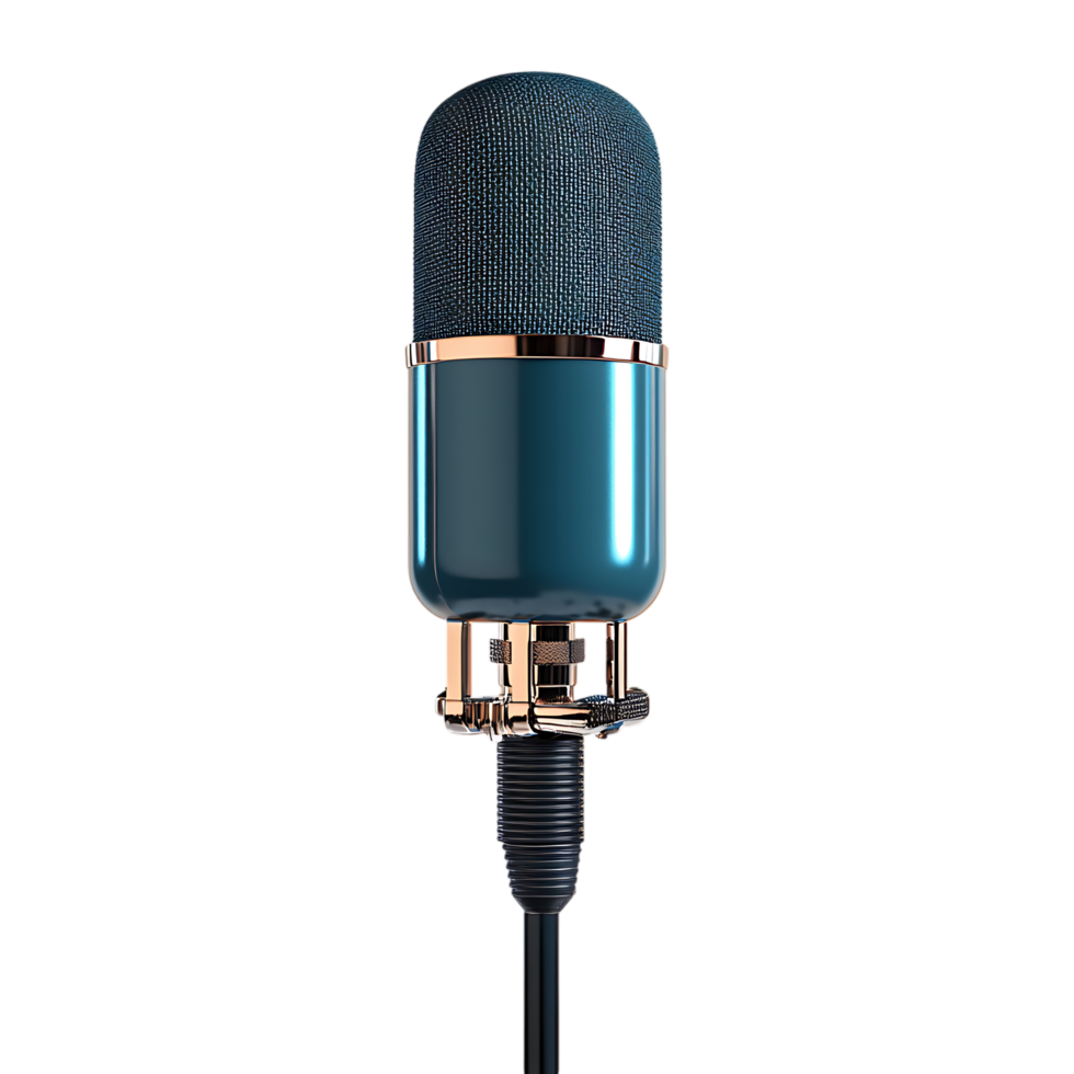PNG Retro Blue Microphone A Vintage Recording Device Against Transparent Background