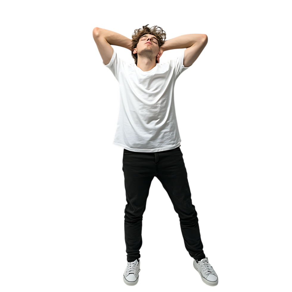 PNG Person Feeling Tired and Sleepy Suggesting Exhaustion Against Transparent Background